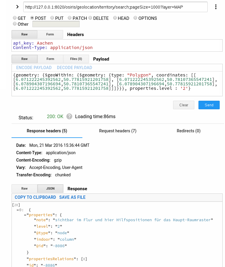 API example call in ARC