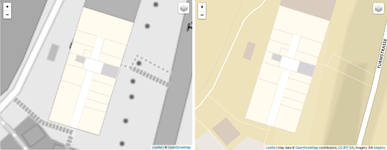 Comparing black and white OpenStreetMap vs Mapbox